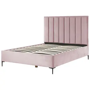 Velvet EU King Size Ottoman Bed Pink SEZANNE