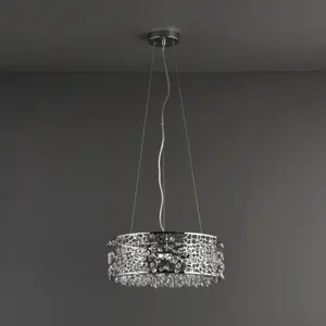 Colours Katarina Pendant Glass & steel Chrome effect 3 Lamp Ceiling light