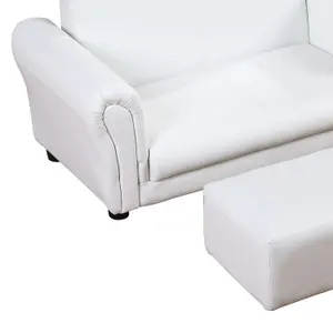 HOMCOM Kids Sofa 2 Seater Childrens Armchair Furniture Bedroom Playroom- White