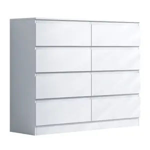 White Chest Of 8 Drawers Scratch Resistant Deep Storage Anti Bowing