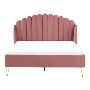 Velvet EU Double Size Bed Pink AMBILLOU