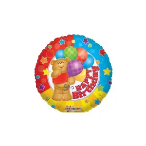 Teddy Bear Happy Birthday Foil Balloon Multicoloured (One Size)