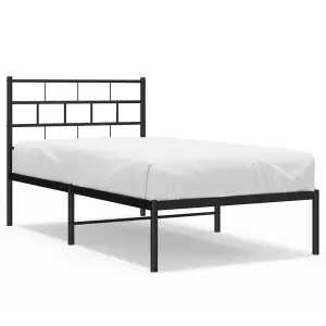 Berkfield Metal Bed Frame with Headboard Black 75x190 cm