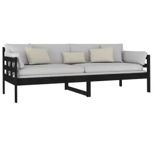 Berkfield Day Bed Black Solid Wood Pine 80x200 cm