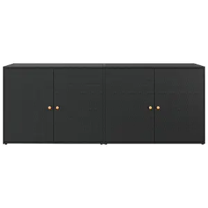 Berkfield Garden Storage Cabinet Black 198x55.5x80 cm Poly Rattan