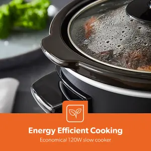 Geepas 1.5 Litre Slow Cooker 3 Temperature Settings, Removable Easy-Clean Ceramic Bowl Tempered Glass Lid & Cool Touch Handles