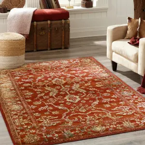 Valeria Red & Cream Traditional Medium Rug, (L)170cm x (W)120cm