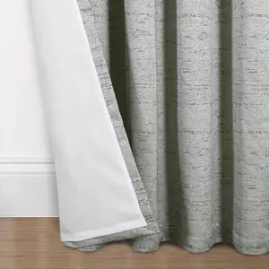 Home Curtains Rowan Metallic 65w x 90d" (165x229cm) Grey Eyelet Curtains (PAIR)