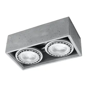 Quatro Concrete Grey 2 Light Classic Ceiling Light