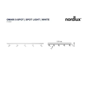 Nordlux Omari 5-Spot Indoor Dining Kitchen Metal Spot Light in White (Diam) 37.5cm