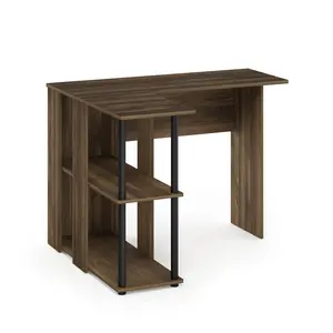 Angulo L-Shape Computer Desk Black / Columbia Walnut