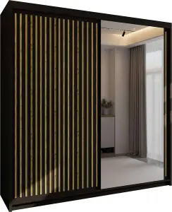 Sliding Wardrobes 4U Ronal 2&3 Sliding Door Wardrobe in 4 Colors White, Black, Grey &Oak - (W)1500mm, (H)2170mm