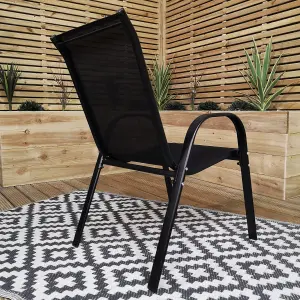 Set of 4 Outdoor Garden Patio Textilene Furniture Chairs in Black