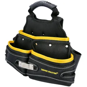 TOUGH MASTER Tool Belt Pouch, Fixing Pouch with 3 Wide Pockets for Tools, Nails and Small Parts