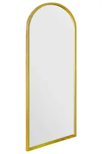 The Arcus - Gold Framed Arched Leaner / Wall Mirror 63" X 21" (160CM X 53CM)