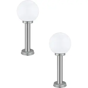 2 PACK IP44 Outdoor Bollard Light Stainless Steel Orb 60W E27 500mm Lamp Post