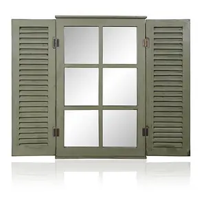 2ft 4in x 1ft 6in Country Window Glass Garden Mirror with Shutters - by Reflect™