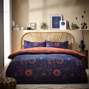 Cotton Blend, Polyester Abstract Bedding with Pillowcases Bronze/Navy / Single - 1 Standard Pillowcase