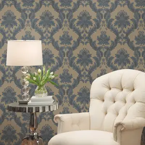 Galerie Ornamenta 2 Dark Beige Grey Classic Damask Embossed Wallpaper