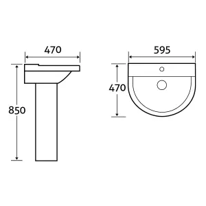 Vesper White Ceramic Round Bathroom Basin & Pedestal Sink with Anti Bacterial Glaze