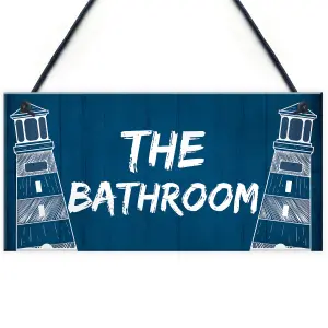 THE BATHROOM Sign Nautical Theme Toilet Loo Bathroom Sign Beach Theme