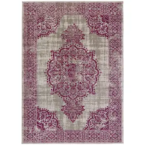 Origins Saville Grey / Raspberry Rug 120 X 170