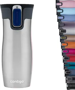 Contigo West Loop Autoseal Travel Mug, Stainless Steel Thermal Mug, Vacuum Flask, Leakproof Tumbler, Coffee Mug With BPA Easy-Clean Lid