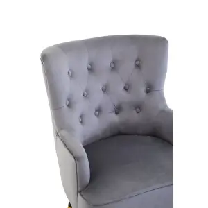 Interiors by Premier Grey Velvet Tufted Chair, High quality Velvet Dining Chair, HighBack Grey Accent Armchair