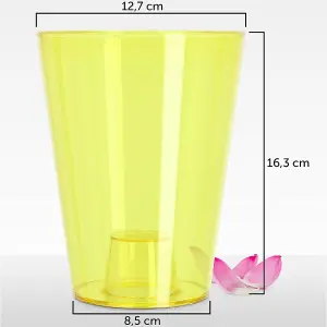 Plant Orchid Pot Plastic  Gloss Oval Planter 12 cm Yellow transparent Round