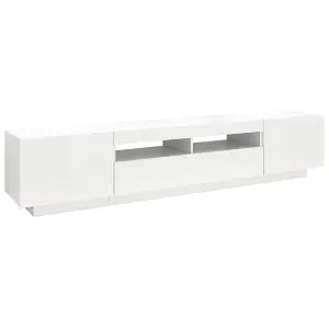 Berkfield TV Cabinet with LED Lights White 200x35x40 cm