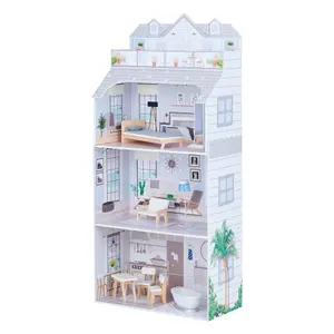 Olivia's Little World Deluxe 3-Story Wooden Doll House for 12" Dolls