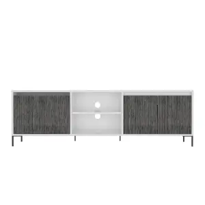 White Dallas ultra wide TV rack with 4 doors