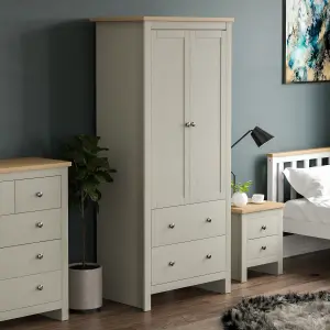 Vida Designs Arlington Grey 2 Door 2 Drawer Wardrobe (H)1875mm (W)840mm (D)495mm