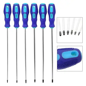 SPARES2GO Extra Long Reach Crv Magnetic Tip Star Torx Screwdriver Set (6 piece, 360mm)