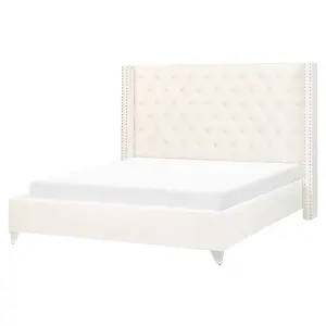 Velvet EU King Size Bed Off-White LUBBON