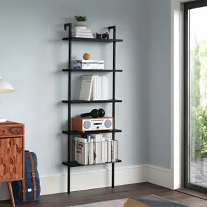 Iker 174cm H x 60cm W Stainless Steel Ladder Bookcase Black