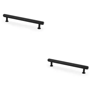 2 PACK - Industrial Hex T Bar Pull Handle - Matt Black 160mm Centres Kitchen Cabinet Door