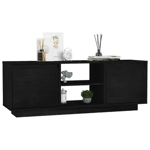 Berkfield TV Cabinet Black 110x30x40 cm Solid Pinewood