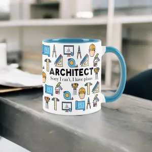 Architect Mug - Humourous Trades Novelty Gift - Tea/Coffee Hot Drinks Light Blue Ceramic Cup Present for Construction Architects