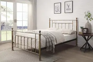 Harpenden Brushed Gold Metal Bed Frame Double 4ft6