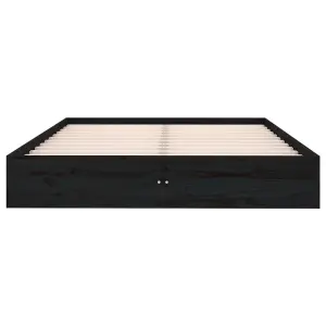 Berkfield Bed Frame Black Solid Wood 120x190 cm Small Double