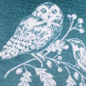 Woodland Owls Luxe Teal Velvet Filled Cushion