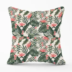 Dark Tropical Green Leaves Cushions 45cm x 45cm