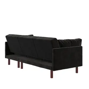 Clair sectional Sofa Bed in black velvet