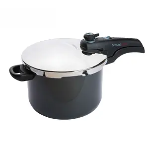 Prestige Smart Plus Black Round Anodised Aluminium Induction Suitable Pressure Cooker with Locking Lid 6L