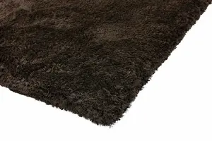 Plush Dark Chocolate Luxury Shaggy Polyester Handmade Luxurious Sparkle Modern Rug for Living Room and Bedroom-160cm X 230cm