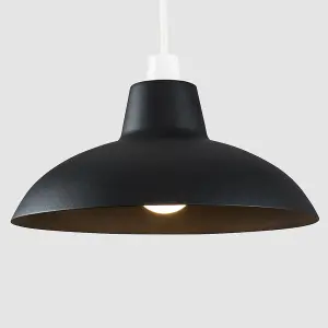 ValueLights Civic Retro Style Matt Black Easy Fit Ceiling Pendant Light Shade