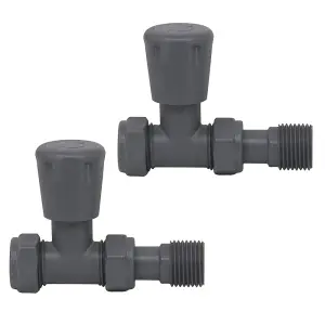 Right Radiators 15mm Anthracite Straight Lockshield Valve Towel Rail Radiator Valves Central Heating Taps