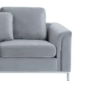 Right-Hand Corner Sofa OSLO Grey Velvet Right Hand