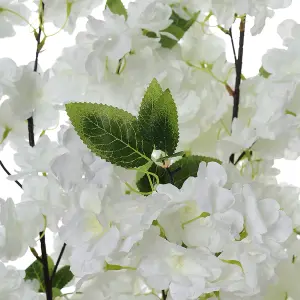 White Artificial Plant Cherry Flower Tree Fake Plant House Plant in Pot H 105 cm